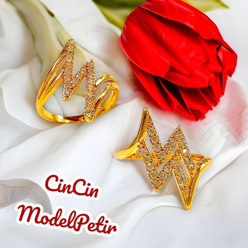 Cincin lapis emas cincin wanita cincin replika emas cincin permata cincin petir