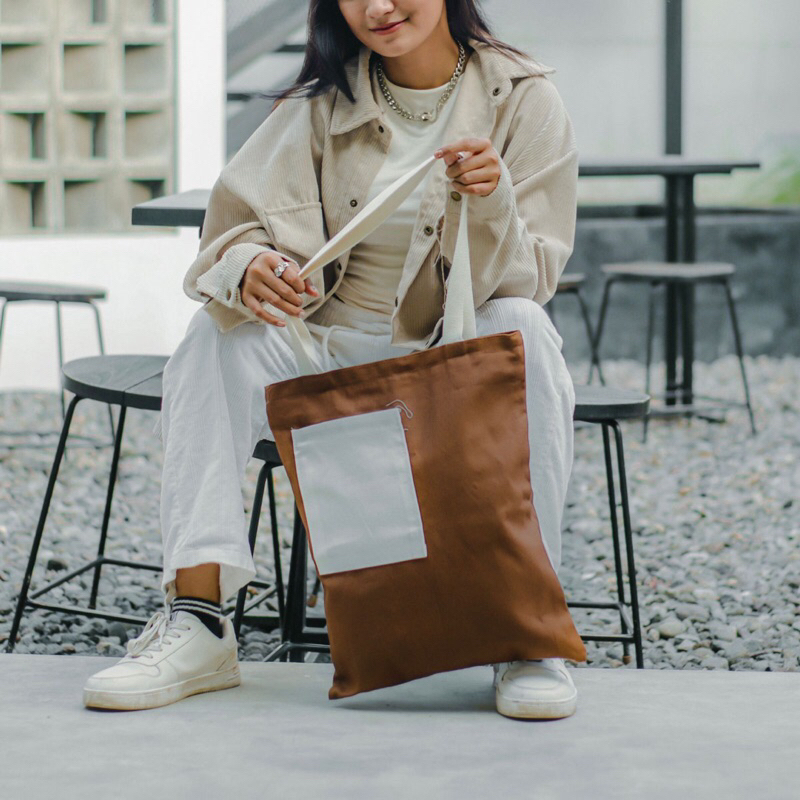 TOTE BAG KANVAS  LUCU TAS TOTE WANITA  POLOS RESLETING  KANTONG