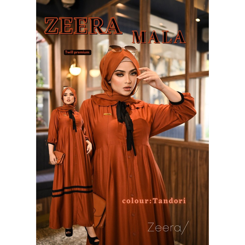 Daster Arab Zeera MALA Midi Dress Busui Twill Premium Ori