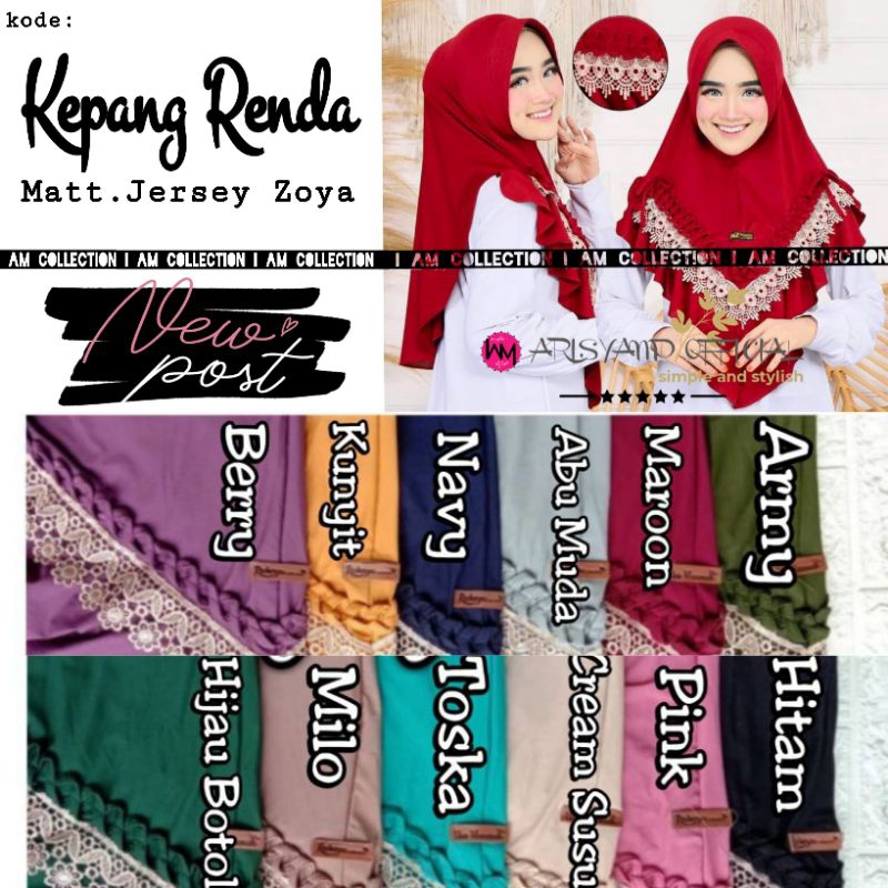 AM | Jilbab Kepang Renda | Hijab Kepang Renda | Khimar Jersey Kepang Renda