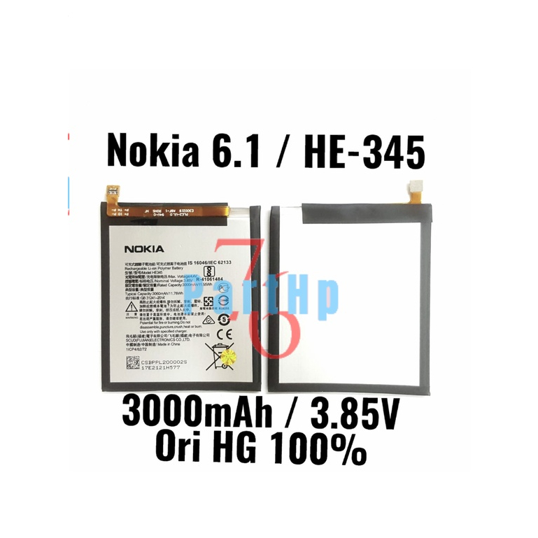 Baterai Ori HG 100% HE - 345 - Nokia 6.1 -  Batere Bateri Batri Batre Battery Bateray