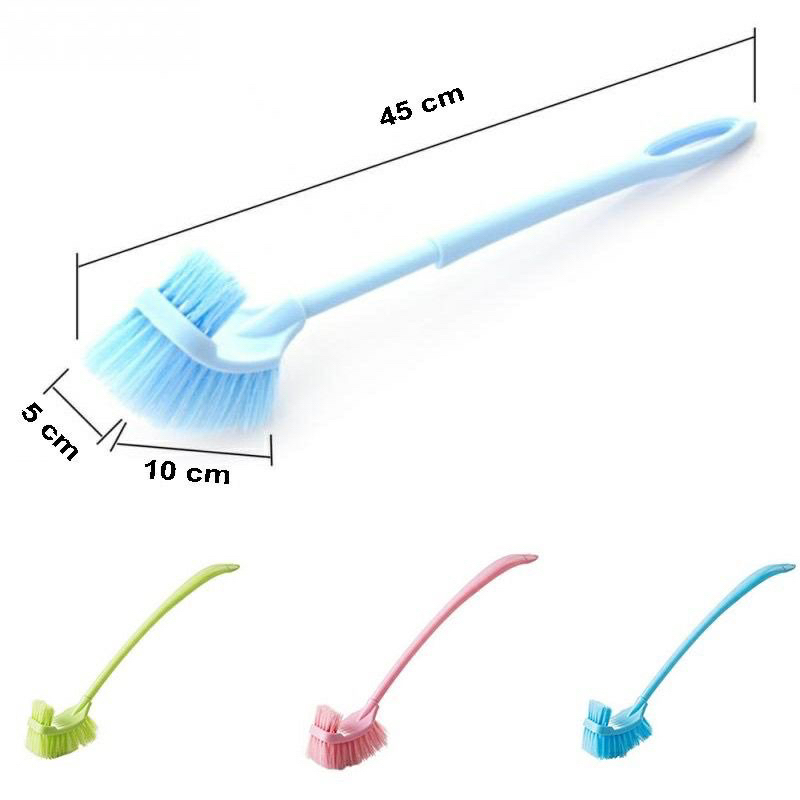 {instant Cod Medan termurah}Sikat Pembersih Kloset Toilet WC Gagang Panjang 2 Sisi Bulu
