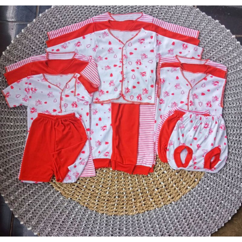 set baju celana paket isi 18 pcs seri merah