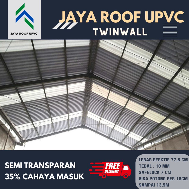 Atap UPVC Jaya Roof TEMBUS CAHAYA (Semi Transparan) setara Alderon holodeck
