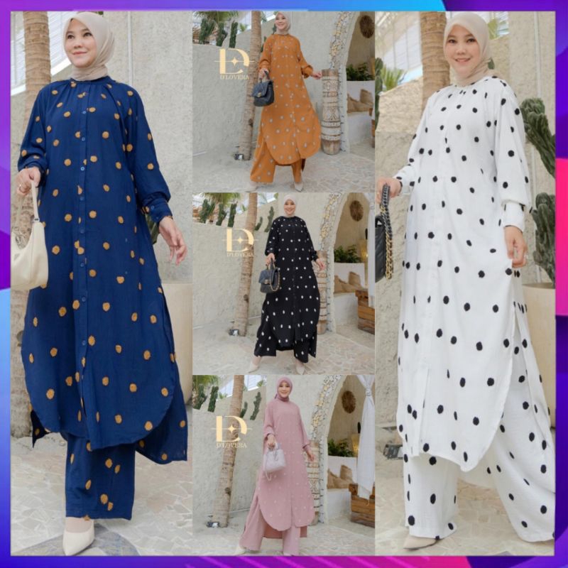 D'lovera Alisya Set Bahan Airflow Embroidery One Set Busui Friendly Setcel Setelan Perempuan Stelan 