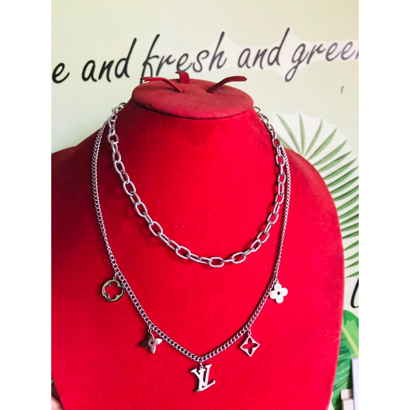 Kalung Necklace Wanita 2 Layers Titanium