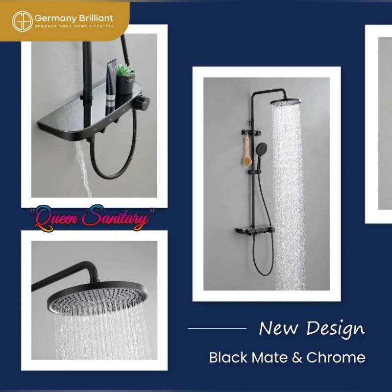 GBV1888B Shower Tiang Mixer Hitam ORIGINAL GERMANY BRILLIANT GBV1888 Black