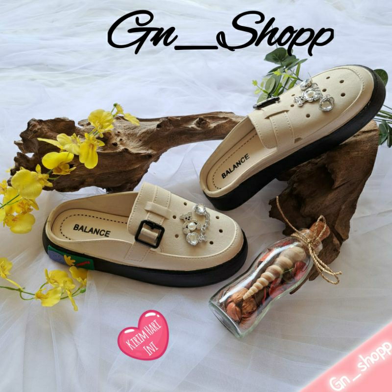 Sandal Sepatu Wanita Motif Pita &amp; Rantai Terbaru Balance 039-1L