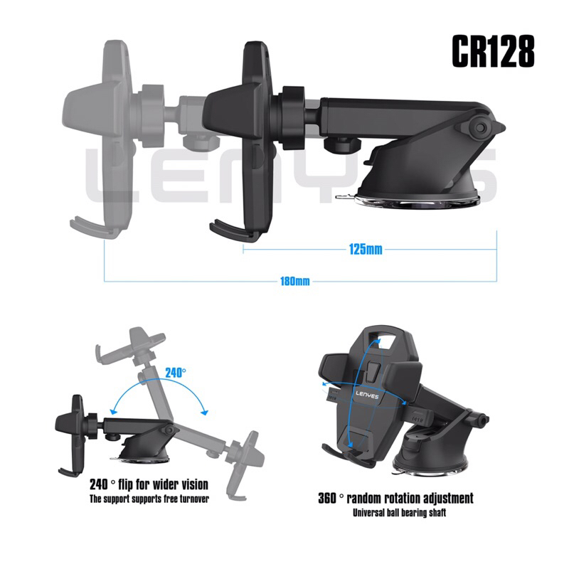 Holder Mobil Lenyes Premium CR-128 Super Kuat Buat Di Dashboard Kaca Meja