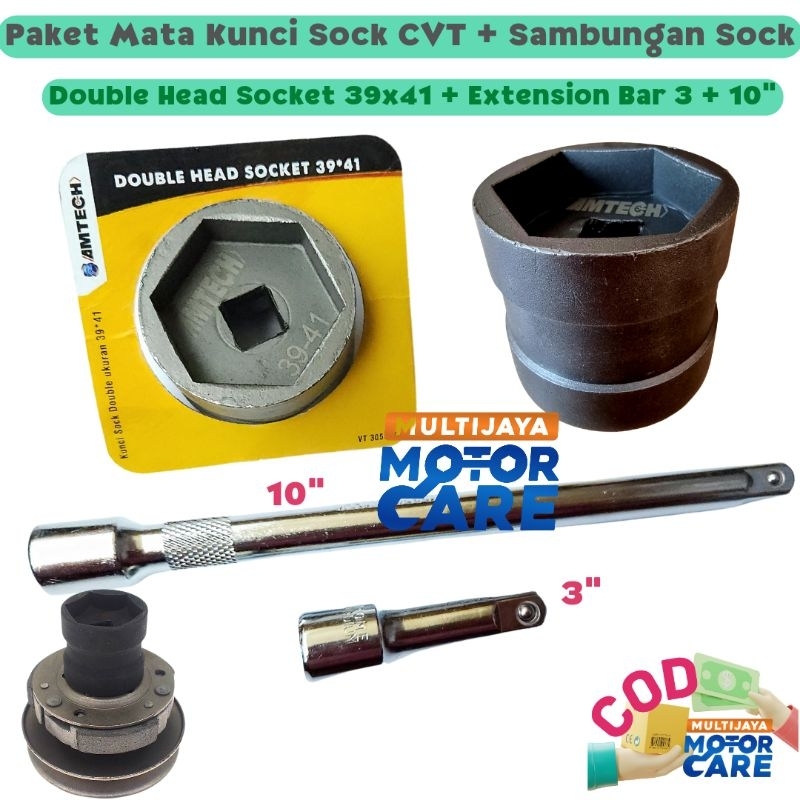 AMTECH Double Head Socket 39 x 41 Mata Sok Blok CVT  39x41 mm / Kunci Shock Sock CVT 1/2&quot; Socket CVT