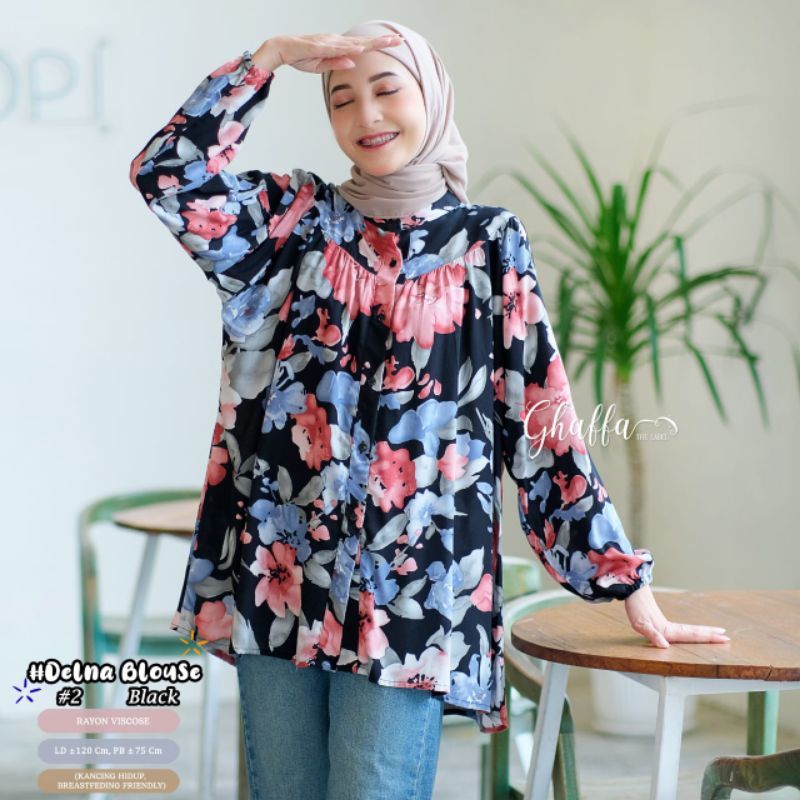 DELNA BLOUSE #2 BY GHAFFA THE LABEL / BLOUSE MOTIF MUSLIMAH / Atasan wanita rayon viscose