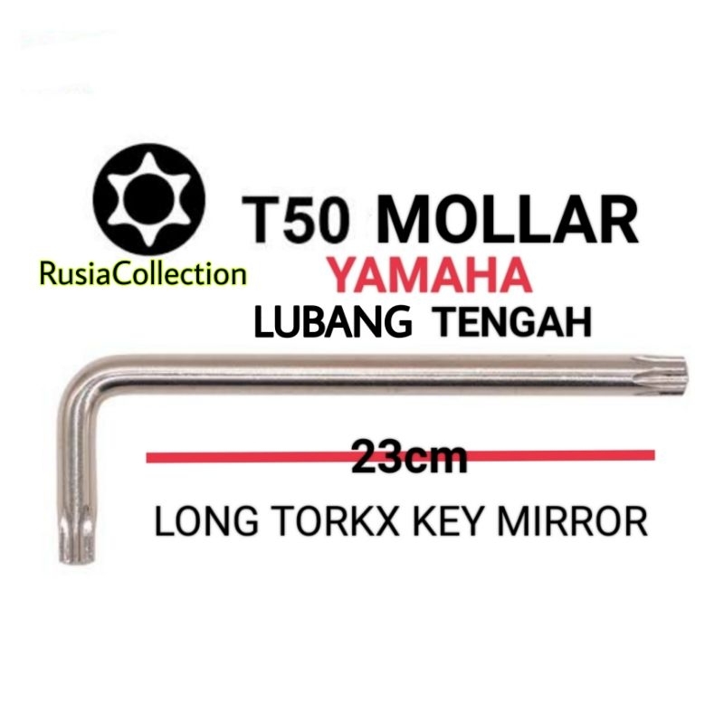 Kunci L bintang enam T50 Lubang ( YAMAHA ) Lobang Bolong Tengah MOLLAR Panjang