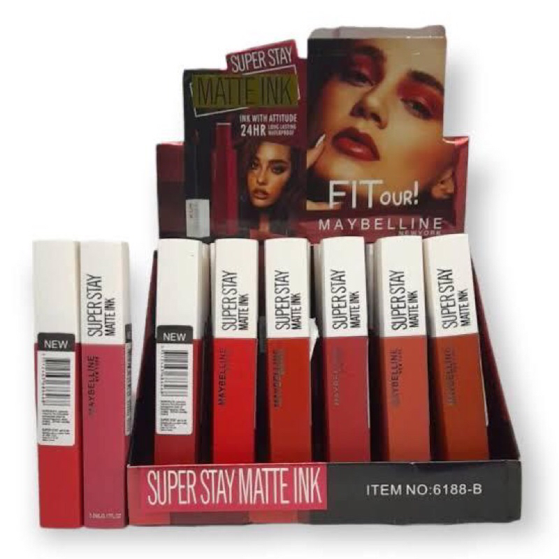 [12PCS] LIPCREAM MAYBELLINE SUPERSTAY MATTE INK 6188B / LIPCREAM MAYBELLINE BARCODE