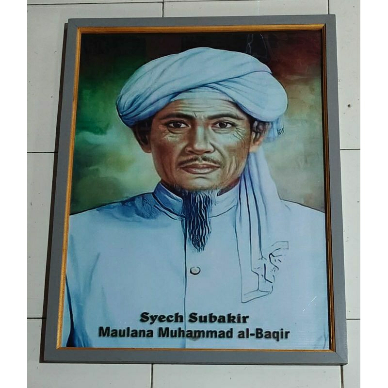 hiasan dinding lukisan cetak syekh Subakir plus bingkai ukuran 85*65
