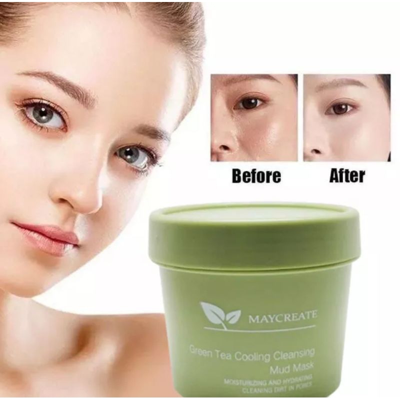 MASK Green Tea Komedo/mask mud clay Maigoole/maycreate/median 120gram