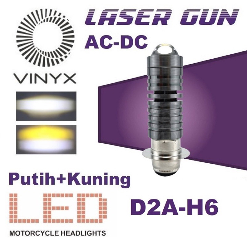 COD Lampu Utama LED Laser Gun Motor AC DC Lasergun Hi Lo 2 Warna H6 CSP D2 D2A Bebek Matik Matic