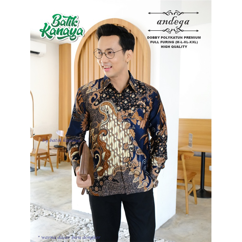 ANDEGA Baju Batik Pria Bahan Doby Berlapis Furing