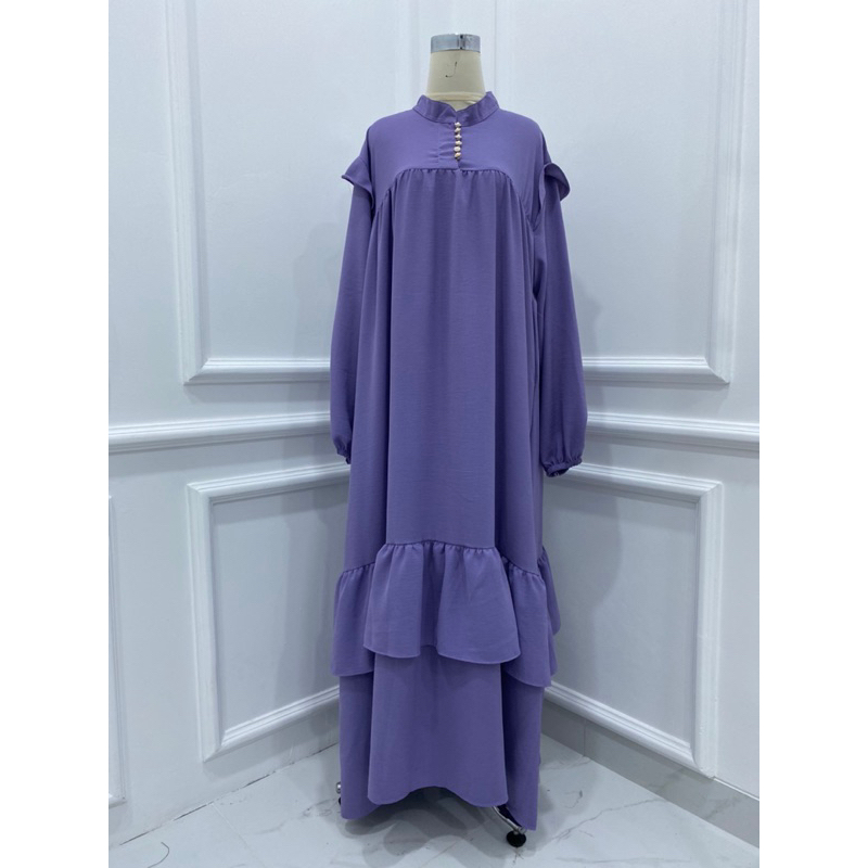 GAMIS CRINKLE POLOS ELENA MAXI LEBARAN SIMPLE MEWAH BAJU MUSLIM LEBARAN EID GAMIS KELUARGA