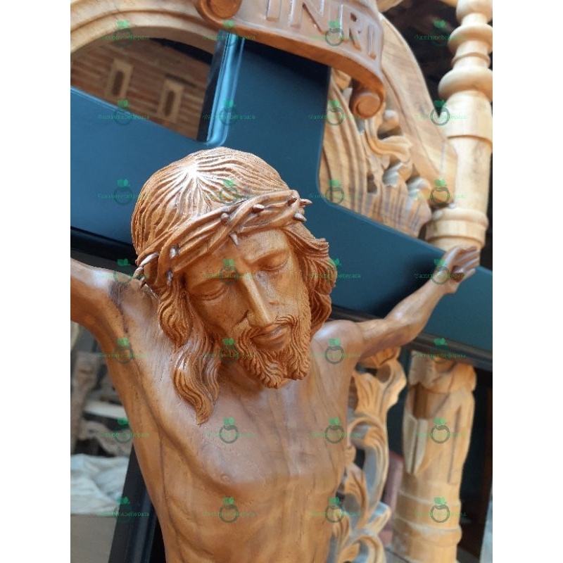 Ukiran patung salib yesus kayu jati