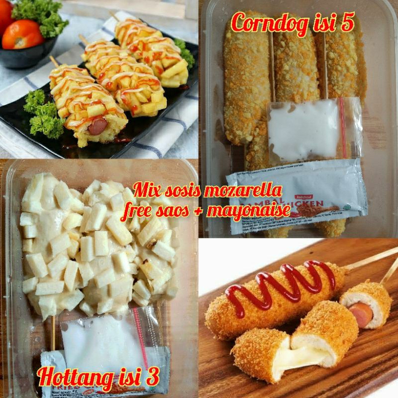 Corndog isi 5 & Hottang isi 3 Mix Sosis Mozarella | INSTAN ONLY | Homemade Frozen Makanan