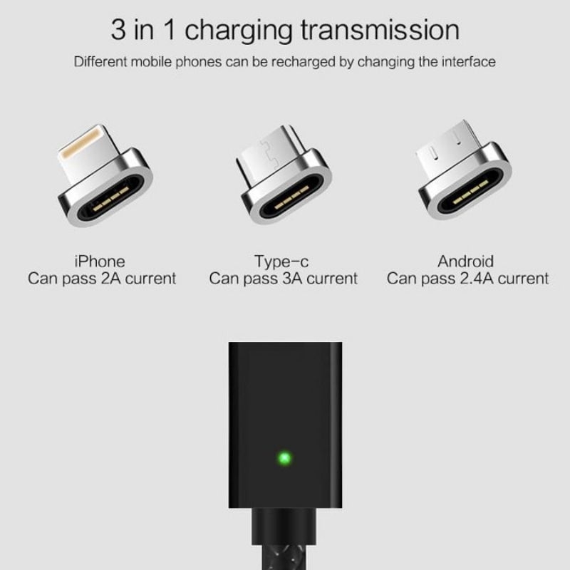 Kabel Data Magnetik Vizz CX01 3in1 Micro Type C Lighting Fast Charging