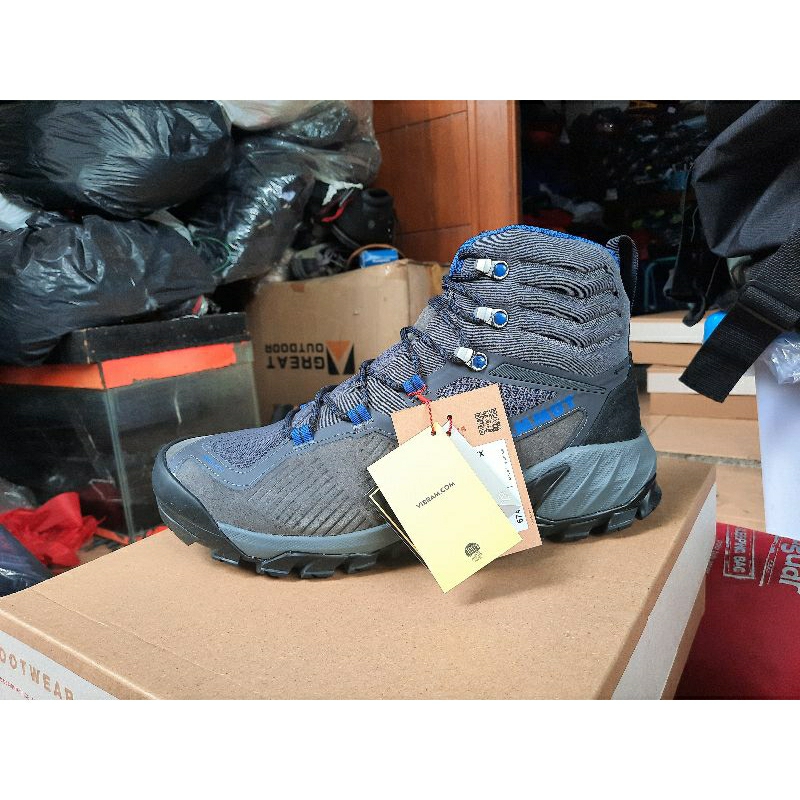 SEPATU GUNUNG TREKKING HIKING MAMMUT SAPUEN HIGH GTX DARK TITANIUM DARK ICE ORIGINAL