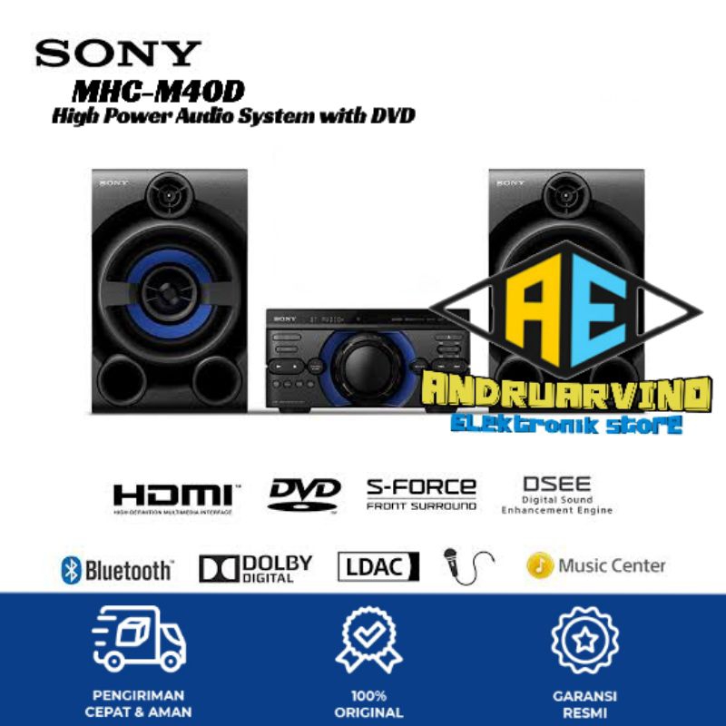 SONY MULTIMEDIA SPEAKER MHC-M40D KARAOKE BLUETOOTH WITH DVD MHCM40D