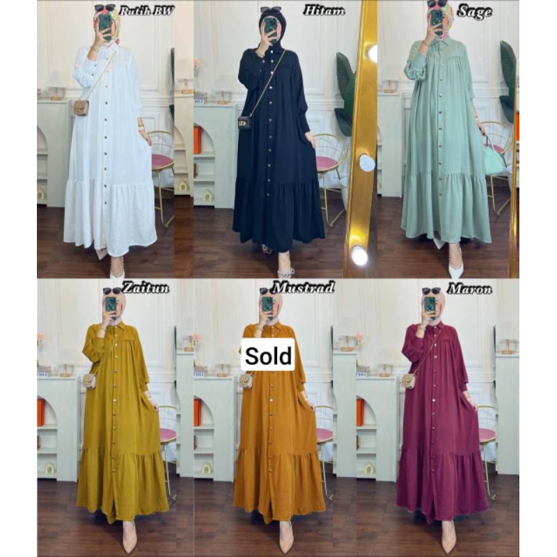 GAMIS POLOS CRINKLE AIRFLOW PREMIUM FANIA DRESS TERBARU KEKINIAN