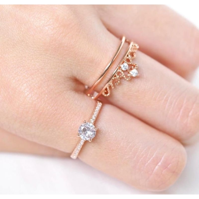 CINCIN 2 IN 1 CINCIN MAHKOTA DAPAT 2 PCS CINCIN CANTIK CINCIN KAWIN CINCIN TUNANGAN CROWN RING AKSESORIS FASHION