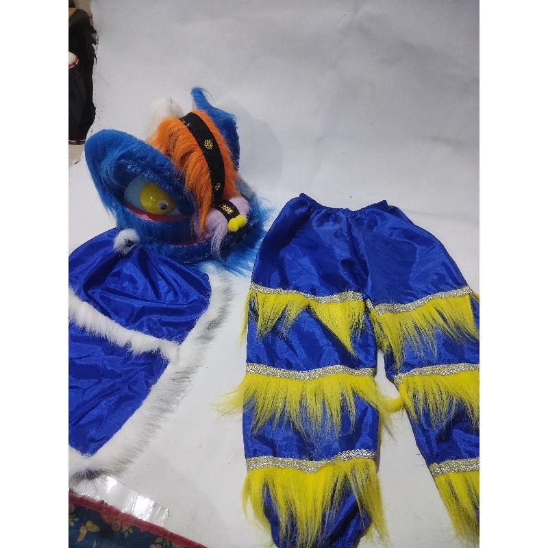 mainan anak topeng barongsai + celana barong biru