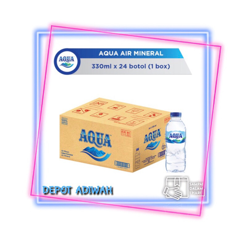 

Aqua pet 330ml per karton (isi 24 botol)