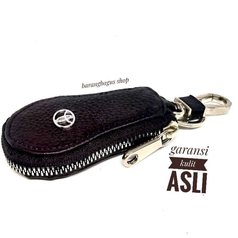 Dompet Hardcase Tempat Remote Mobil bulat oval Kulit Gantungan kunci TOYOTA