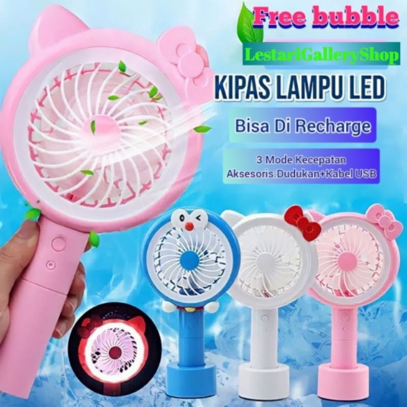 [LGS] KIPAS KARAKTER PORTABLE + ADA LAMPU LED / KIPAS ANGIN GENGGAM PORTABLE DUDUK USB RECHARGE