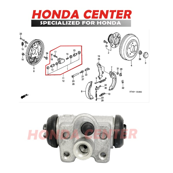 blok cylinder rem belakang stream 2002 2003 2004 2005 2006 1700cc tromol