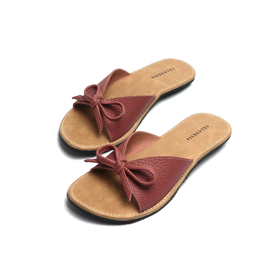 Sandal Slop Papirut Motif Kulit Jeruk Sendal Wanita Kekinian Papirut Alas Karet Anti Licin Velonesia - Gina