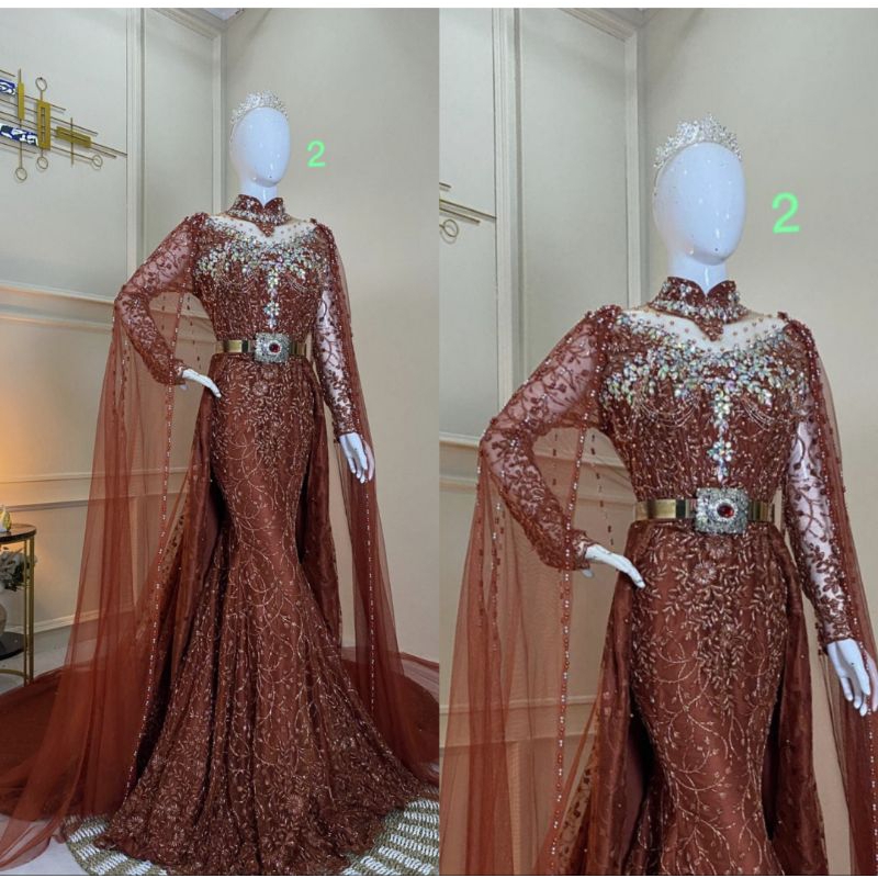 GAUN PENGANTIN MEWAH MODERN //GAUN SLIM DUYUNG BEREKOR FULL PAYET//KEBAYA//BAJU