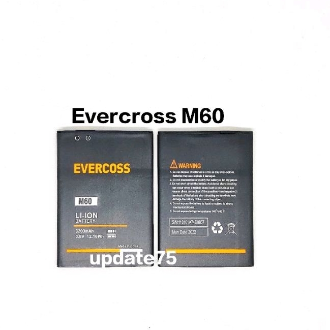 Baterai batre Evercross M60 M6 M6A original