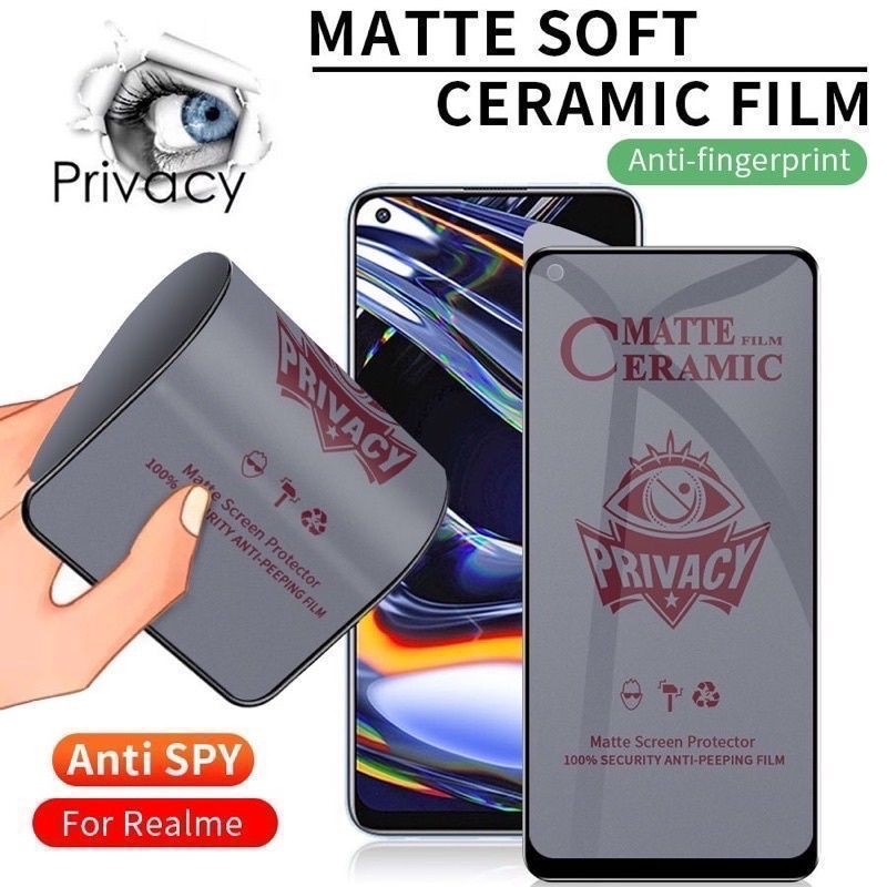 Tempered Glass Ceramic Matte Spy Vivo Nex 2 Nex S1 Pro S1 T1 T1 5G T1 Pro X21 X23 X27 X27 Pro X30 X30 Pro Z1 Z1 Pro Z1i Z1X Z3 Z3X Z5 Z5X Tempered Glass Matte Spy Privacy Full Layar