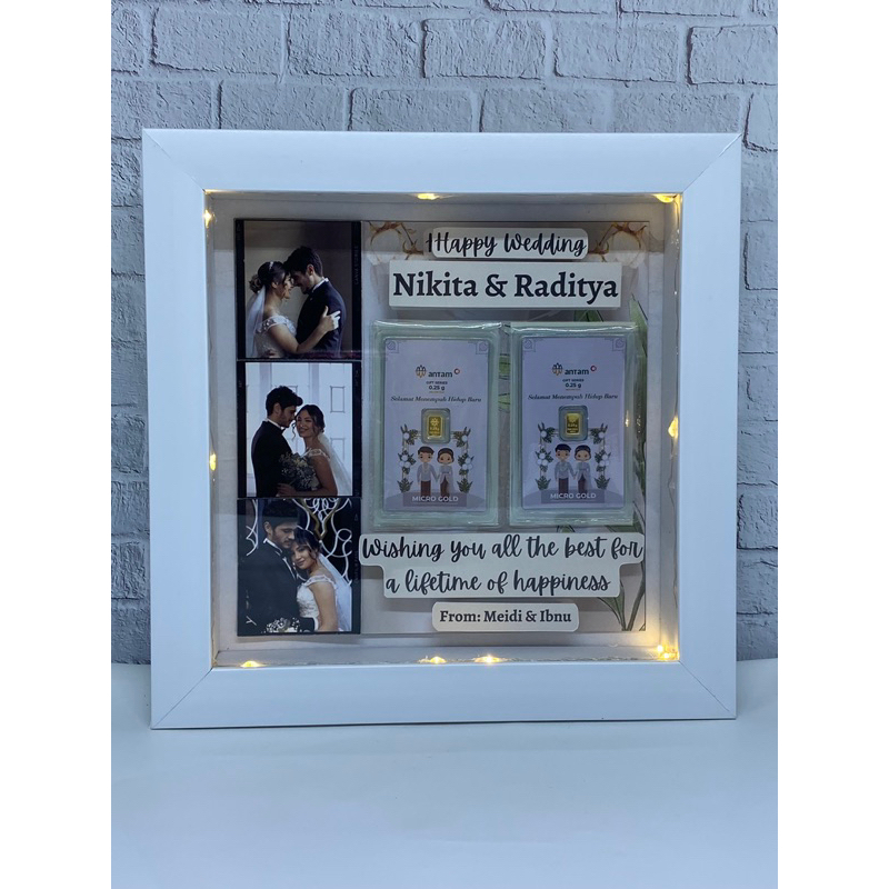 Custom Frame Pop Up 3D + 3 Photo + 2 LM Wedding gift Kado Pernikahan kado bayi baby born gift kado a