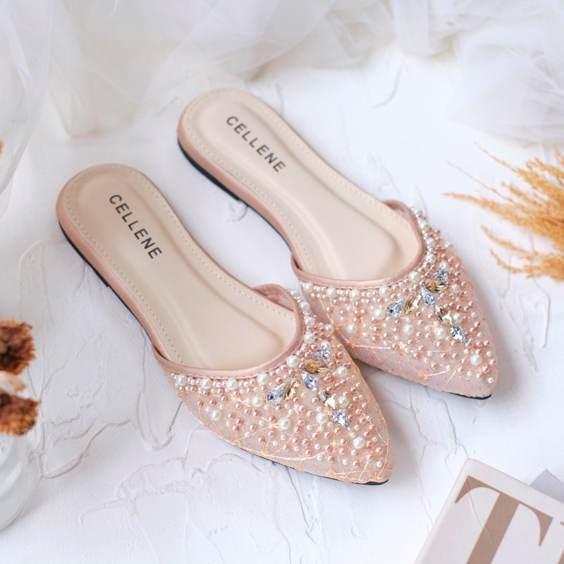 CELLENE KHAI flat beads bassic / wedding shoes flat payet sepatu pengantin