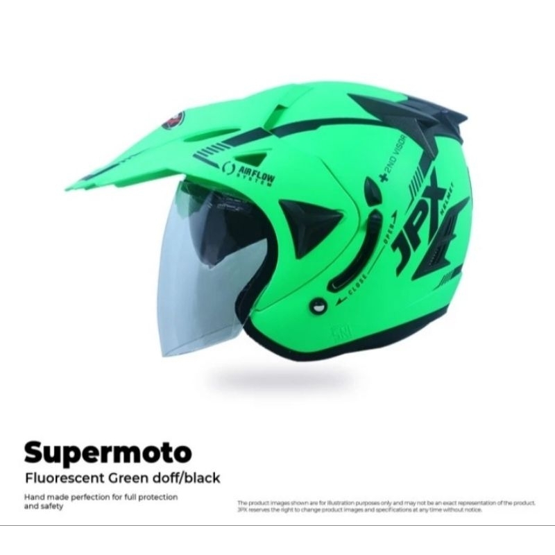 Helm supermoto JPX Solid Hijau stabilo