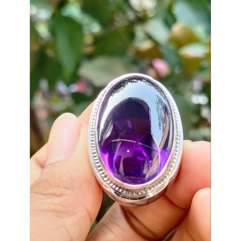 batu natural kecubung bungur jumbo + memo