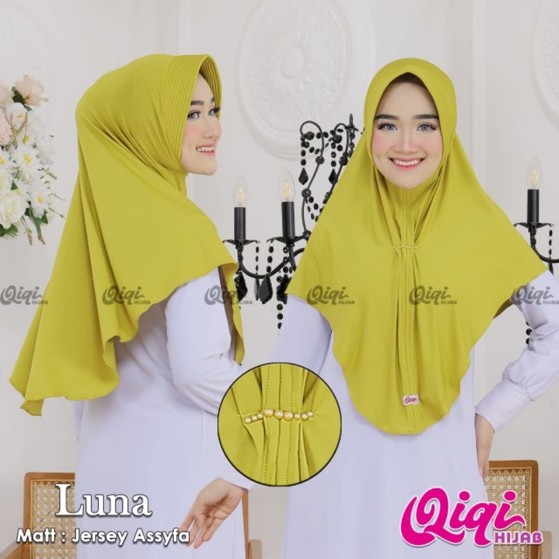 (Qiqi Hijab) LUNA •jilbab instan jersey premium•jilbab instan pet payet depan