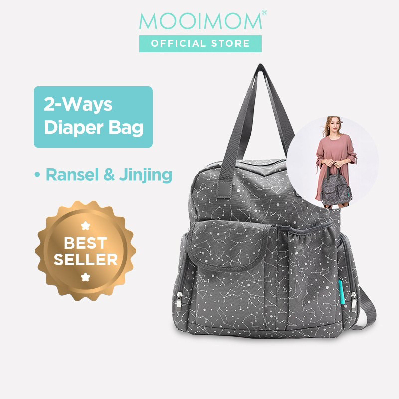 Mooimom Two Ways Diaper Bag Mooimom 2 ways diaper bag Tas Popok Ransel &amp; Jinjing