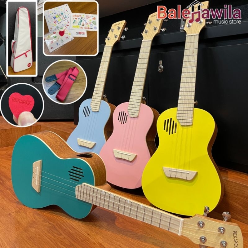 Premium Ukulele PICKAPICK Sopran Soprano Mahogany 21 inch Kentrung , Premium Ukulele PICKAPICK Conce