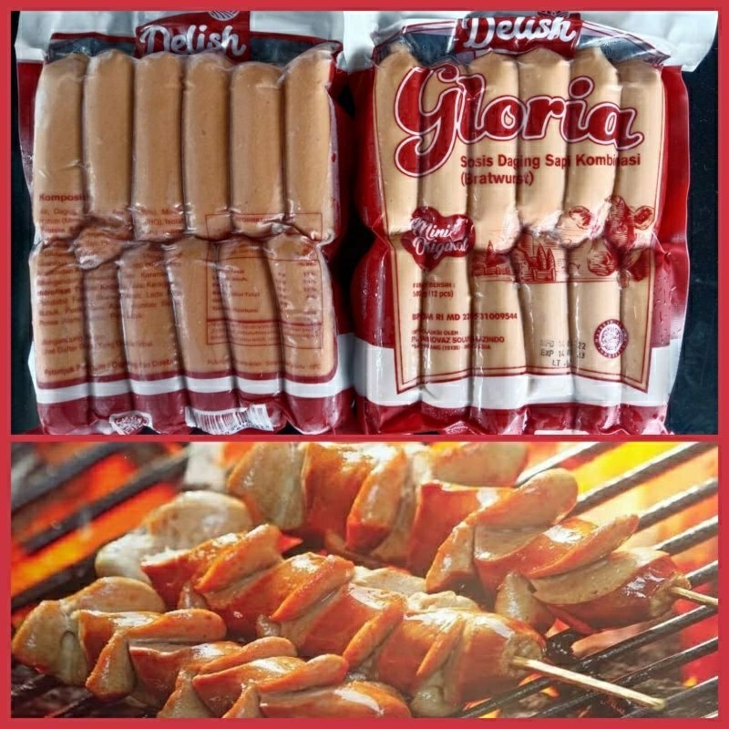 Sosis gloria 500gr isi 12 / gloria sosis sapi bratwurst / sosis bakar sosis hotel