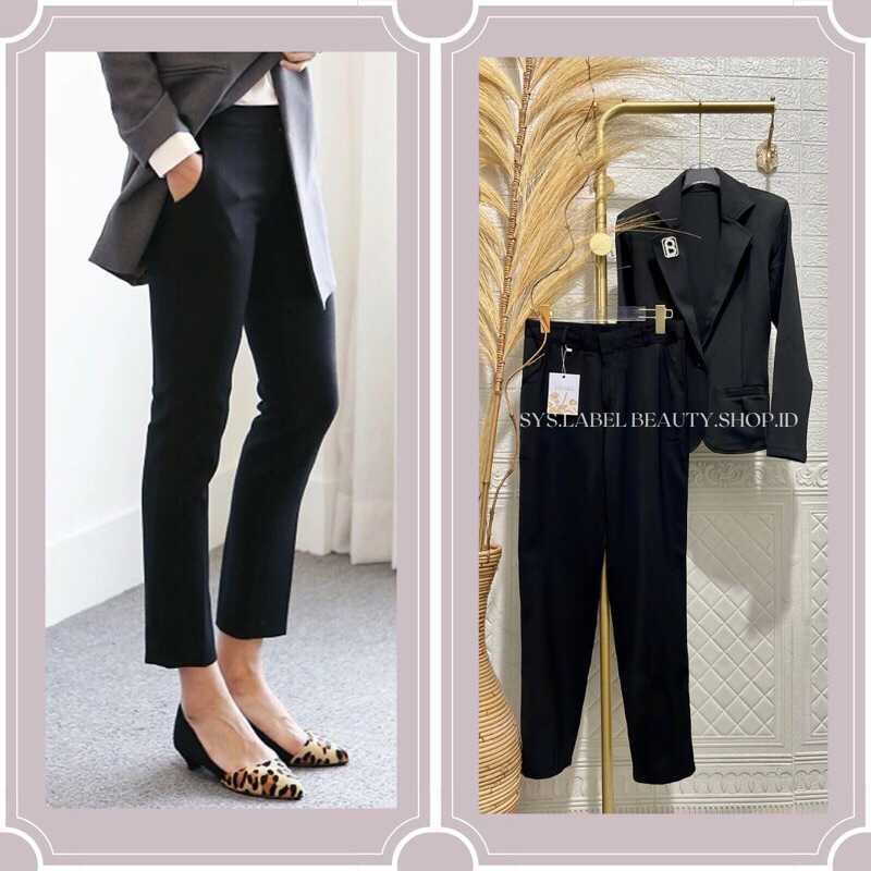 [SYSLABEL] Yumi Pants - Celana Kerja Wanita Slim Fit j4