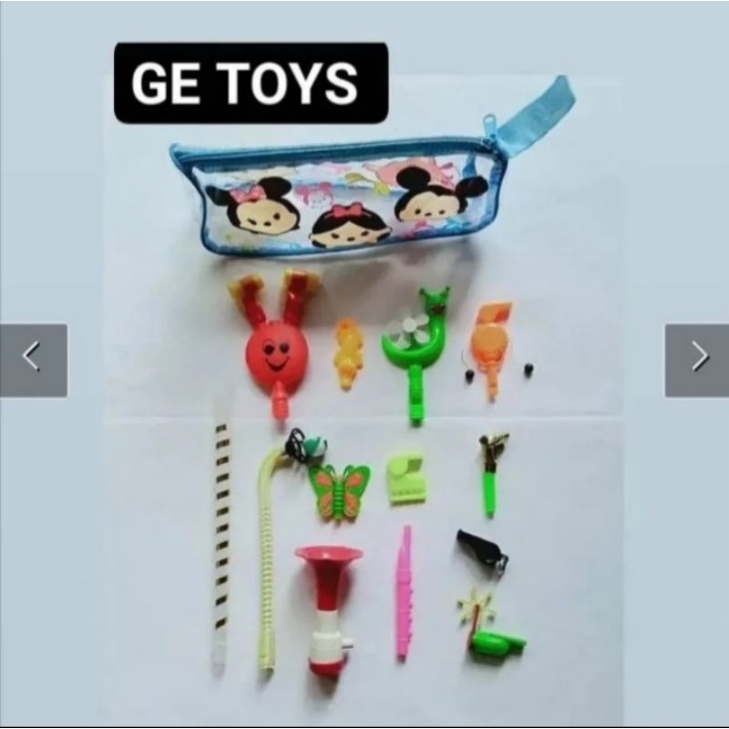 (GE TOYS) PAKET 12 PCS ALAT TIUP DAN TAS KECIL ALAT TERAPI WICARA BALITA &amp; ANAK