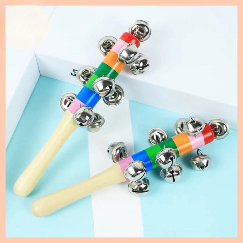 Icik Icik Kayu Mainan Alat Musik Bayi Baby Rattle Hand Bell Stick