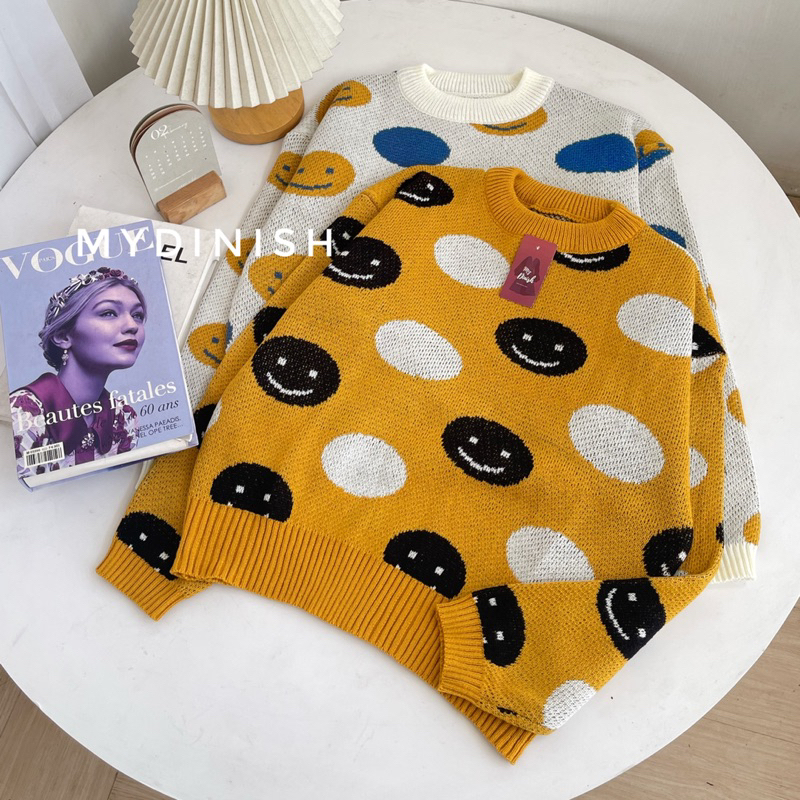 Smily Sweater Rajut Wanita Motif Smile